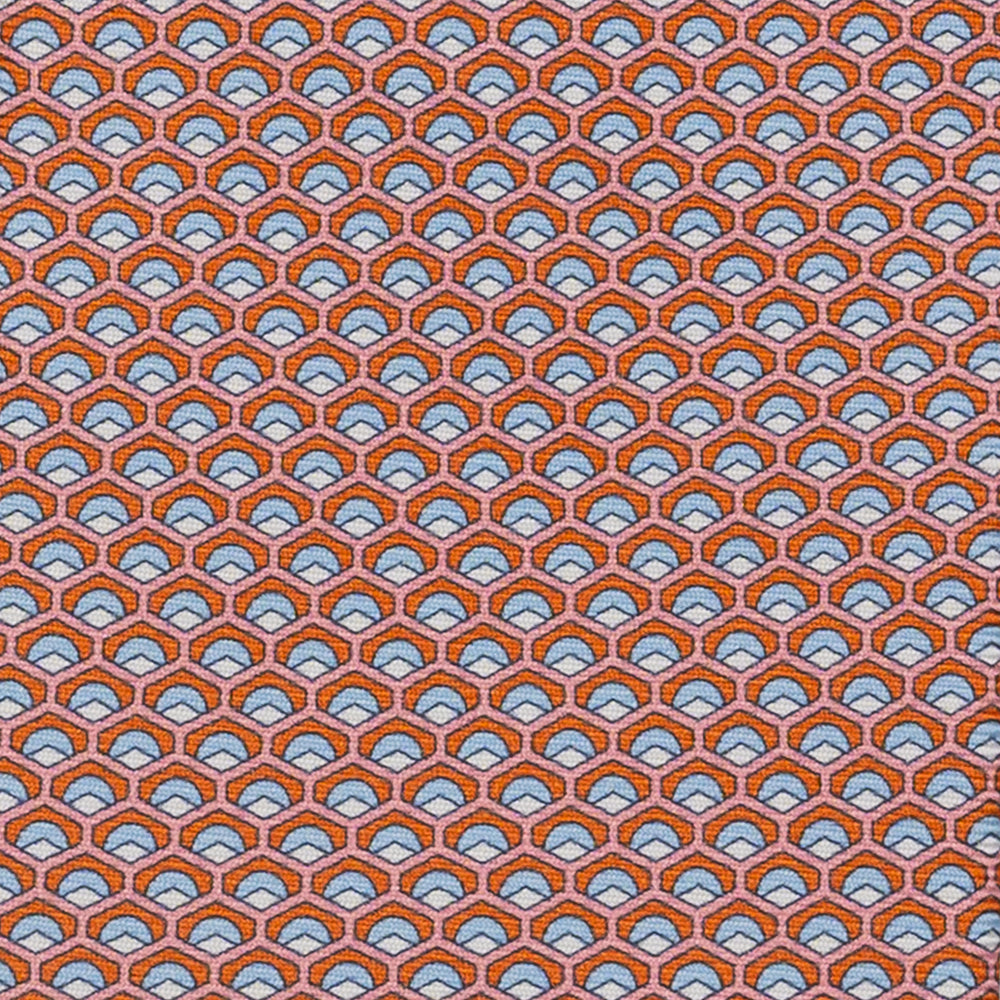 Cravatta 3 pieghe in Seta, Fantasia Geometrica, Arancione - JC059577_2 T