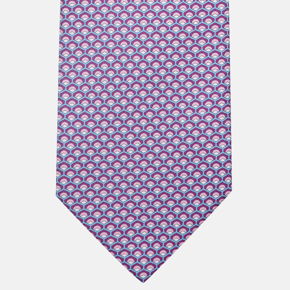 3-Fold Silk Tie, Geometric Pattern, Magenta - JC059577_3
