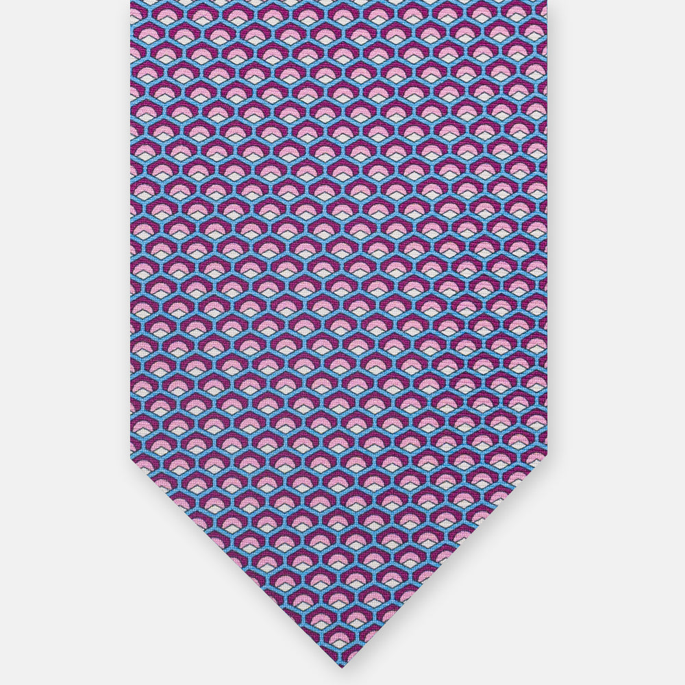 3-Fold Silk Tie, Geometric Pattern, Magenta - JC059577_3 T