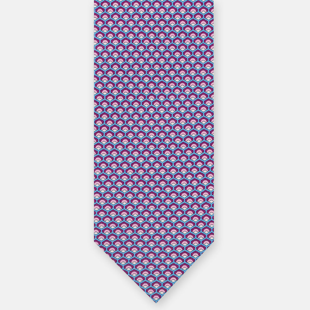 3-Fold Silk Tie, Geometric Pattern, Magenta - JC059577_3 T