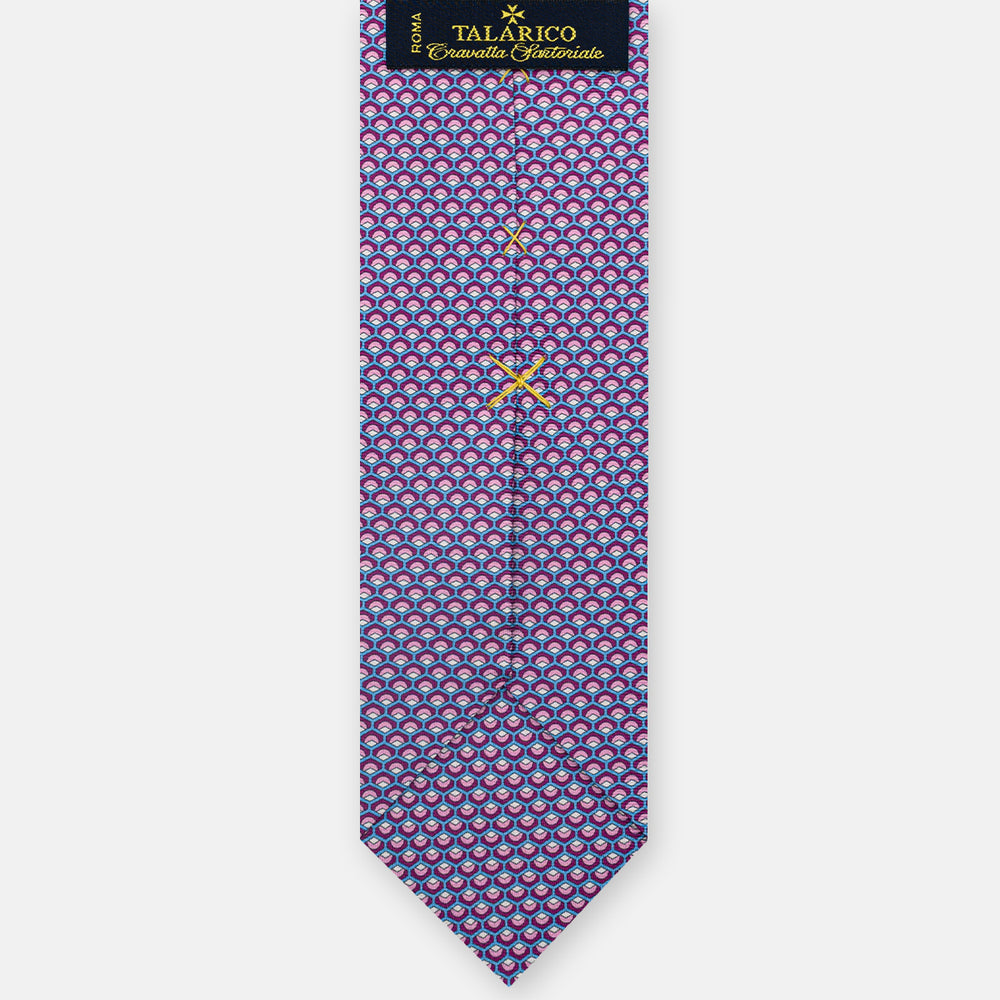 3-Fold Silk Tie, Geometric Pattern, Magenta - JC059577_3 T