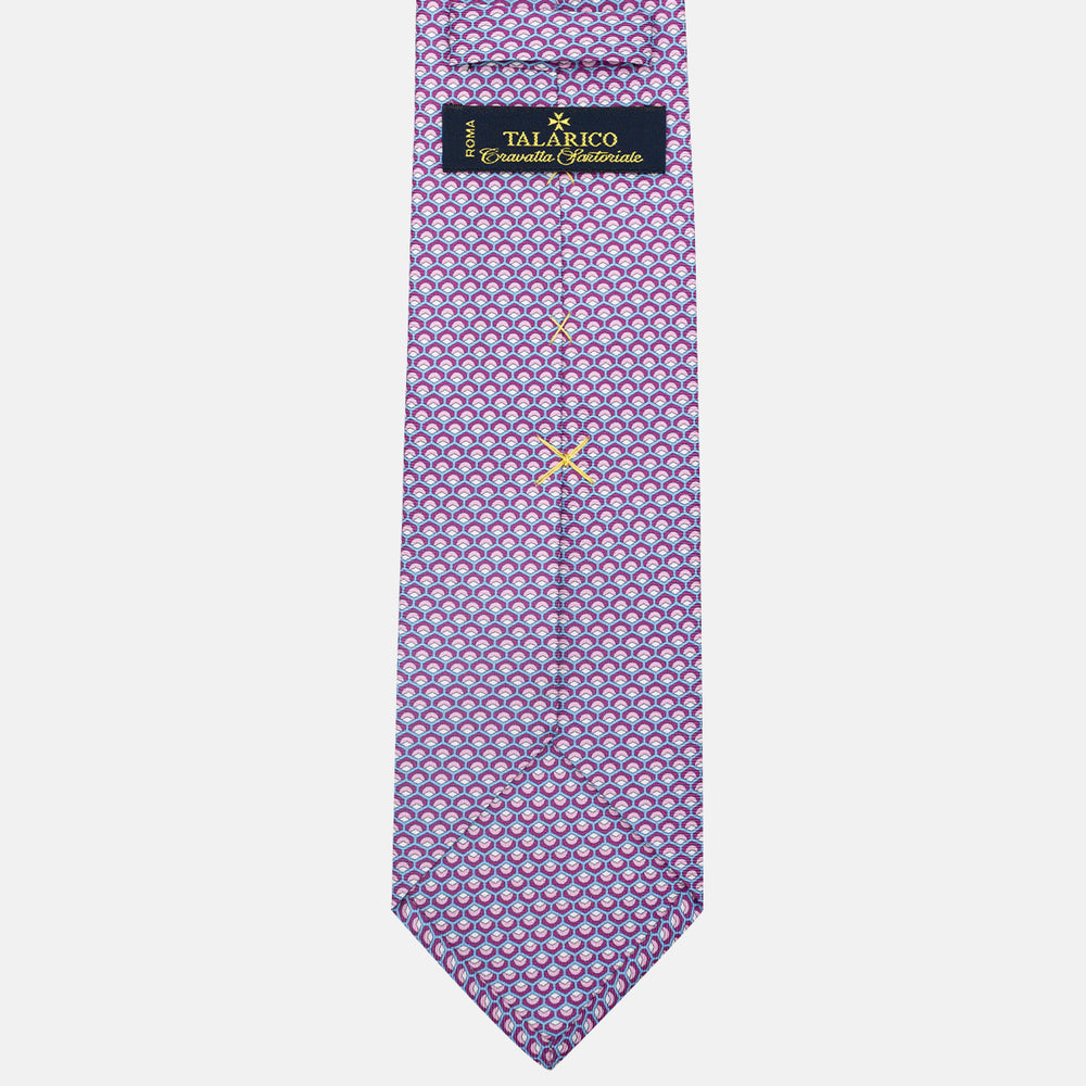 3-Fold Silk Tie, Geometric Pattern, Magenta - JC059577_3