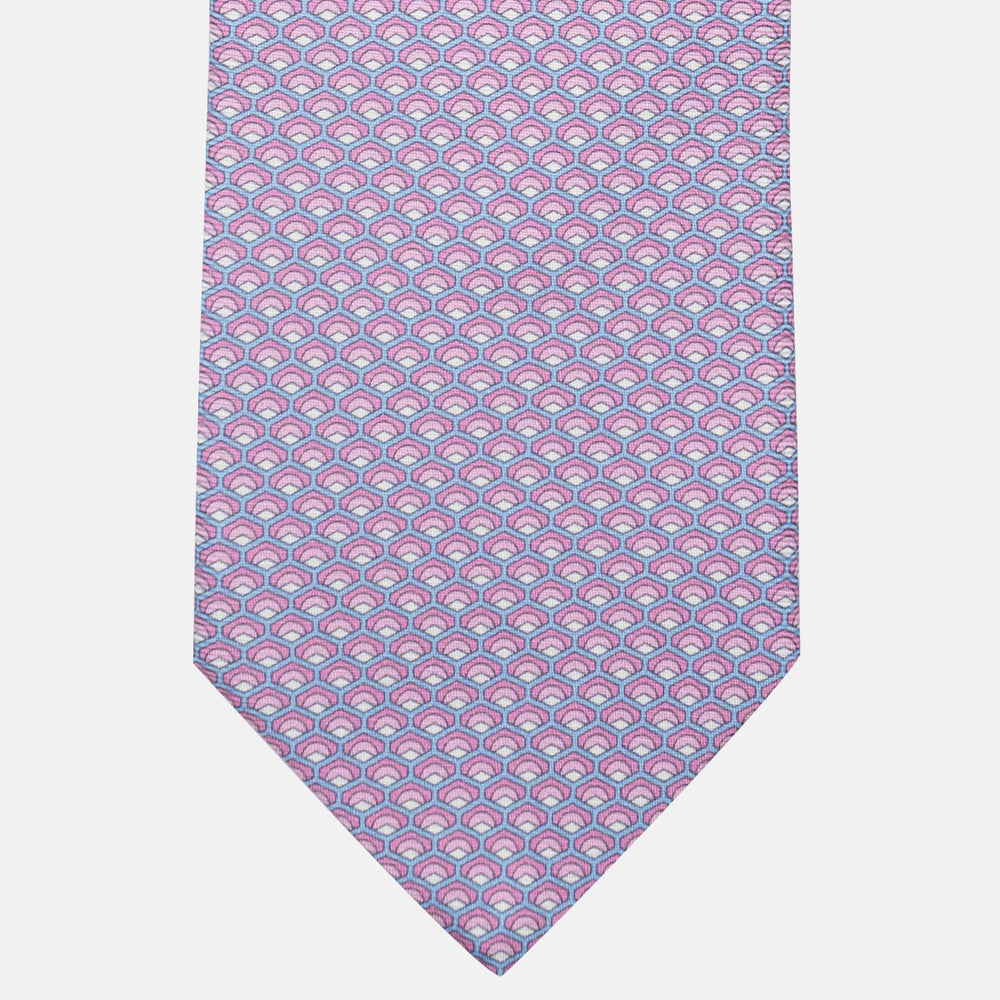 3-Fold Silk Tie, Geometric Pattern, Pink - JC059577_4