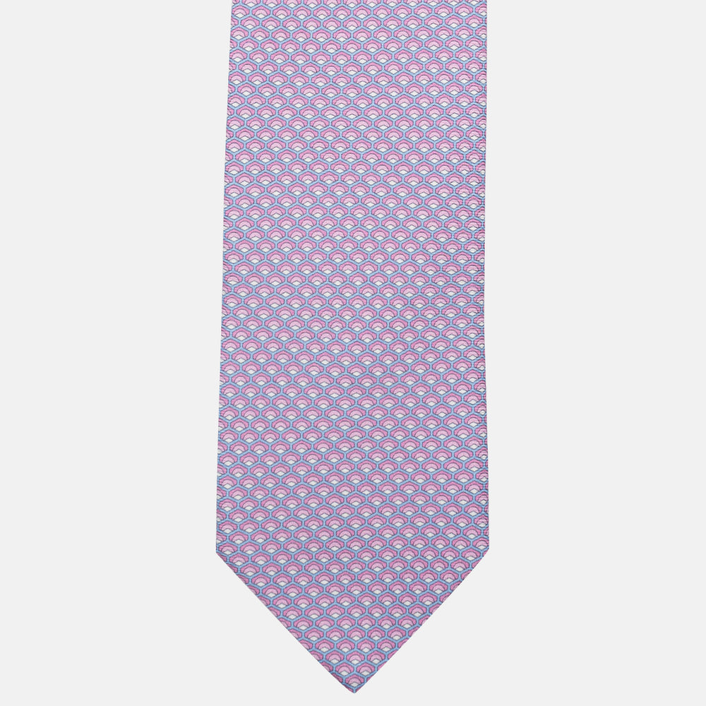 3-Fold Silk Tie, Geometric Pattern, Pink - JC059577_4