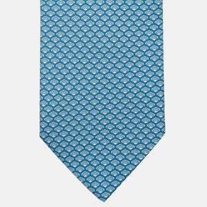 3-Fold Silk Tie, Geometric Pattern, Turquoise - JC059577_5