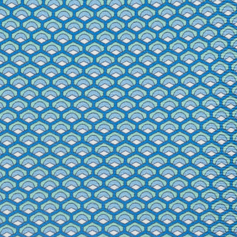 3-Fold Silk Tie, Geometric Pattern, Turquoise - JC059577_5