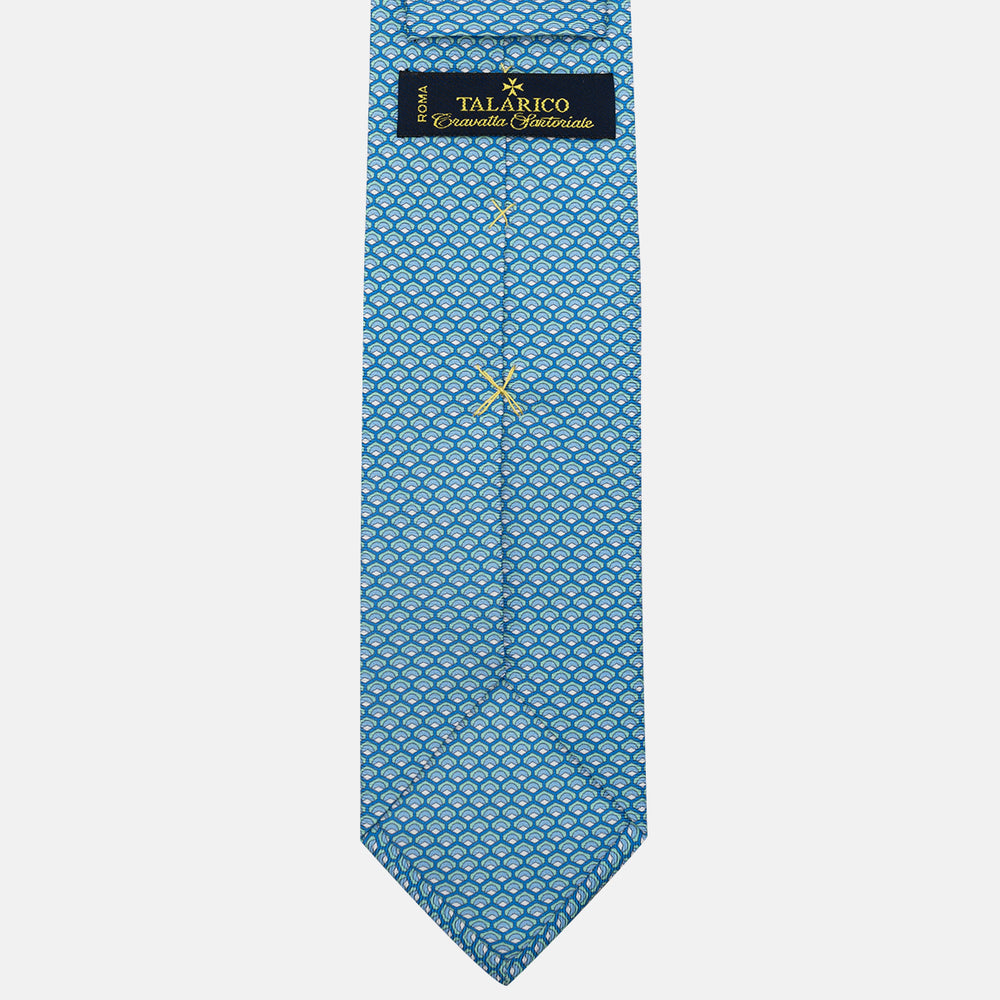 3-Fold Silk Tie, Geometric Pattern, Turquoise - JC059577_5