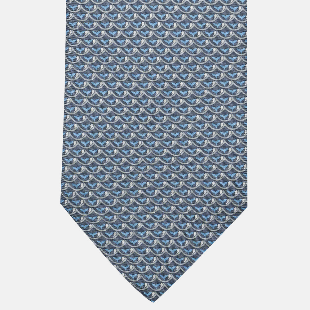 Whale Pattern 3-Fold Silk Tie, Grey - JC059586_2