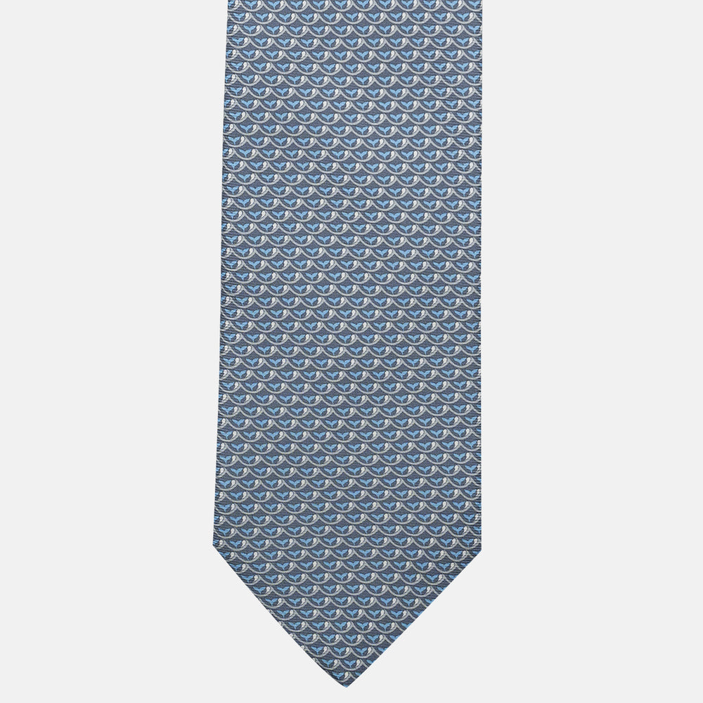 Whale Pattern 3-Fold Silk Tie, Grey - JC059586_2