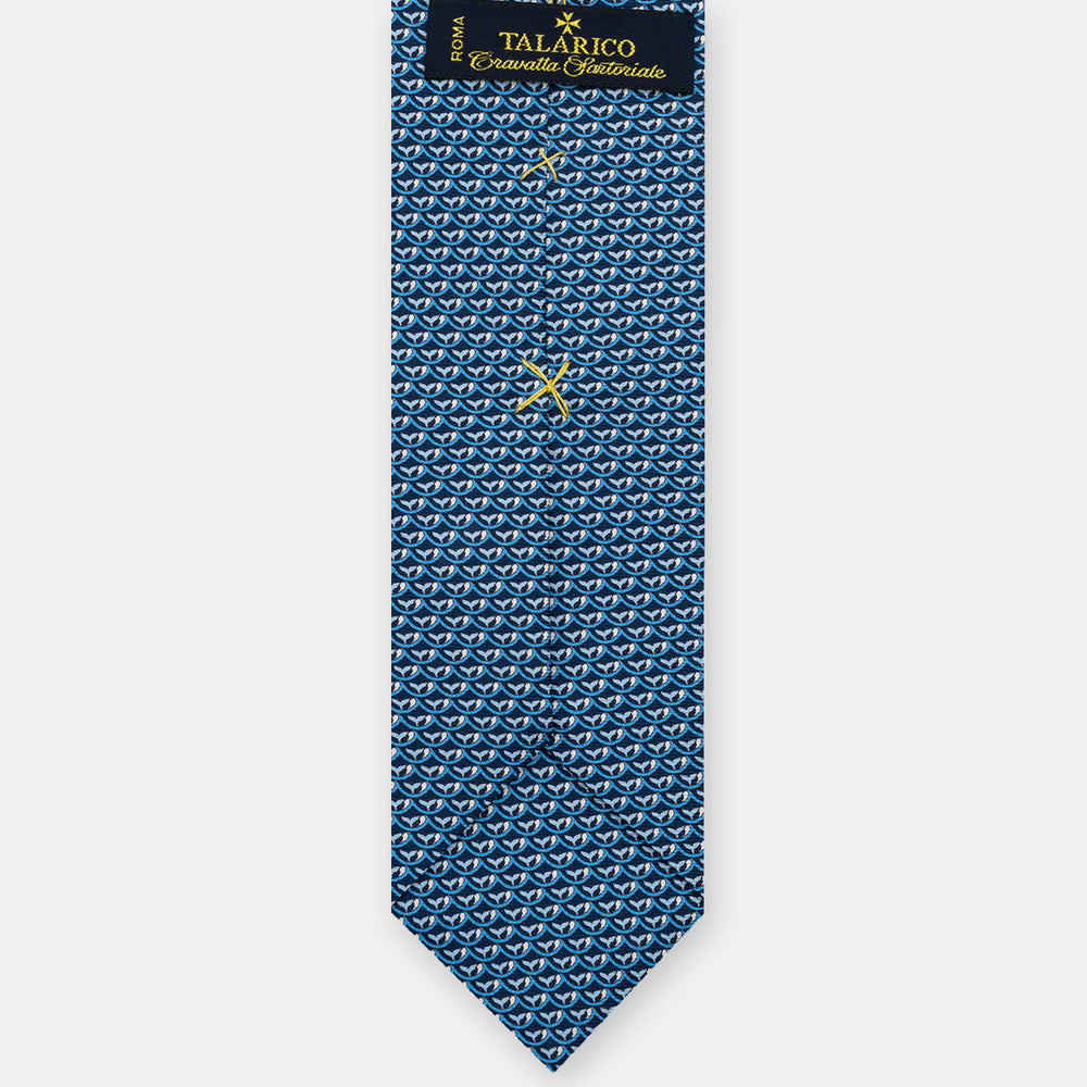 3-Fold Silk Tie, Whale Pattern, Sky Blue - JC059586_3 T