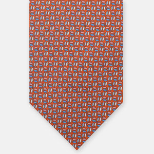 3-Fold Silk Tie, Micro Pattern, Orange - JC059588_3 T