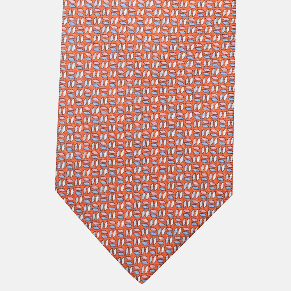 3-Fold Silk Tie, Micro Pattern, Orange - JC059588_3