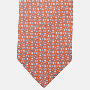 3-Fold Silk Tie, Micro Pattern, Orange - JC059588_3