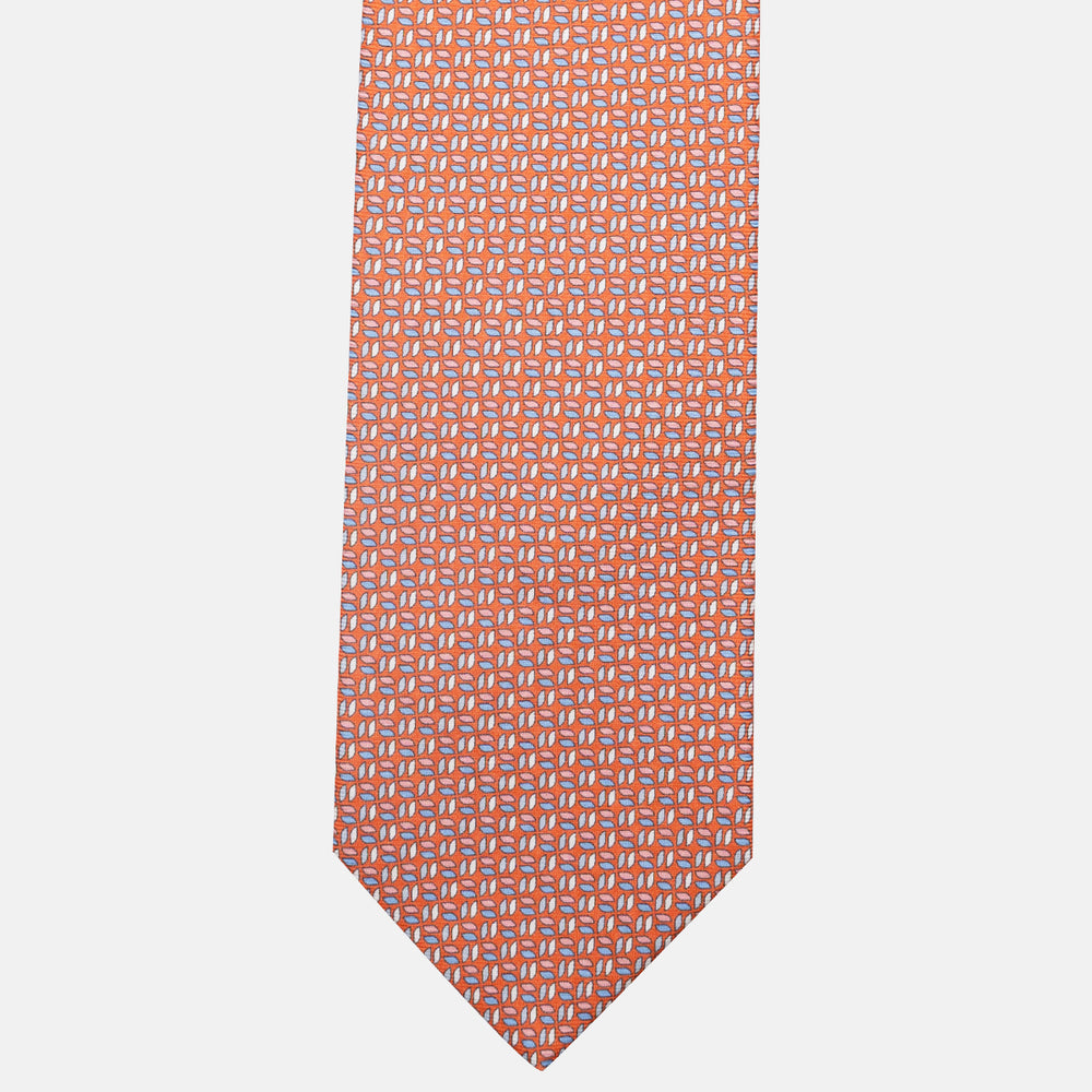 3-Fold Silk Tie, Micro Pattern, Orange - JC059588_3