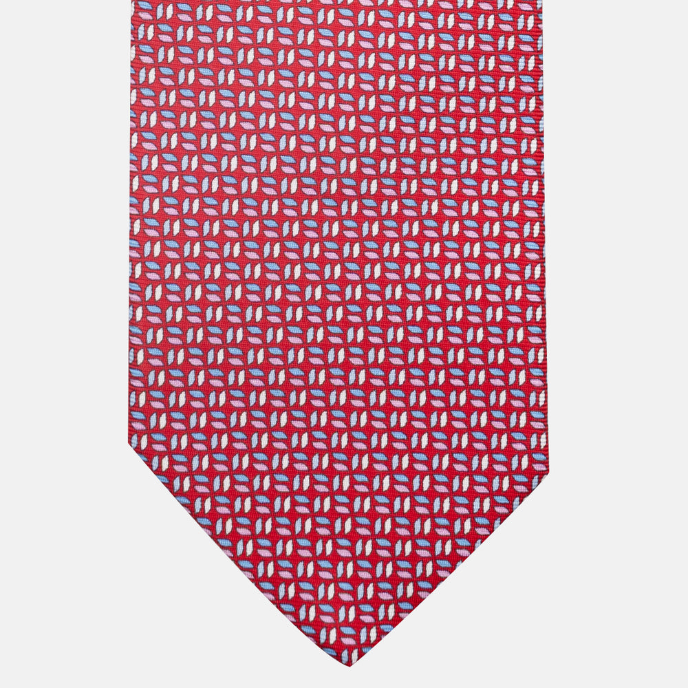 3-Fold Silk Tie, Micro Pattern, Red - JC059588_4