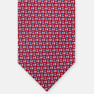 3-Fold Silk Tie, Micro Pattern, Red - JC059588_4 T