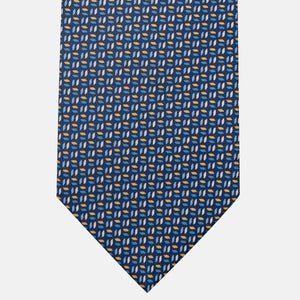 3-Fold Silk Tie, Micro Pattern, Blue and Yellow - JC059588_5