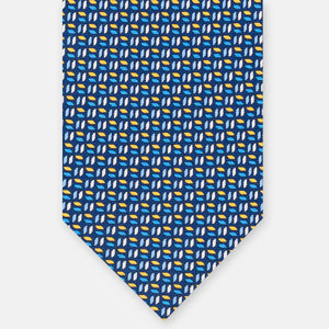 3-Fold Silk Tie, Micro Pattern, Blue Yellow - JC059588_5 T