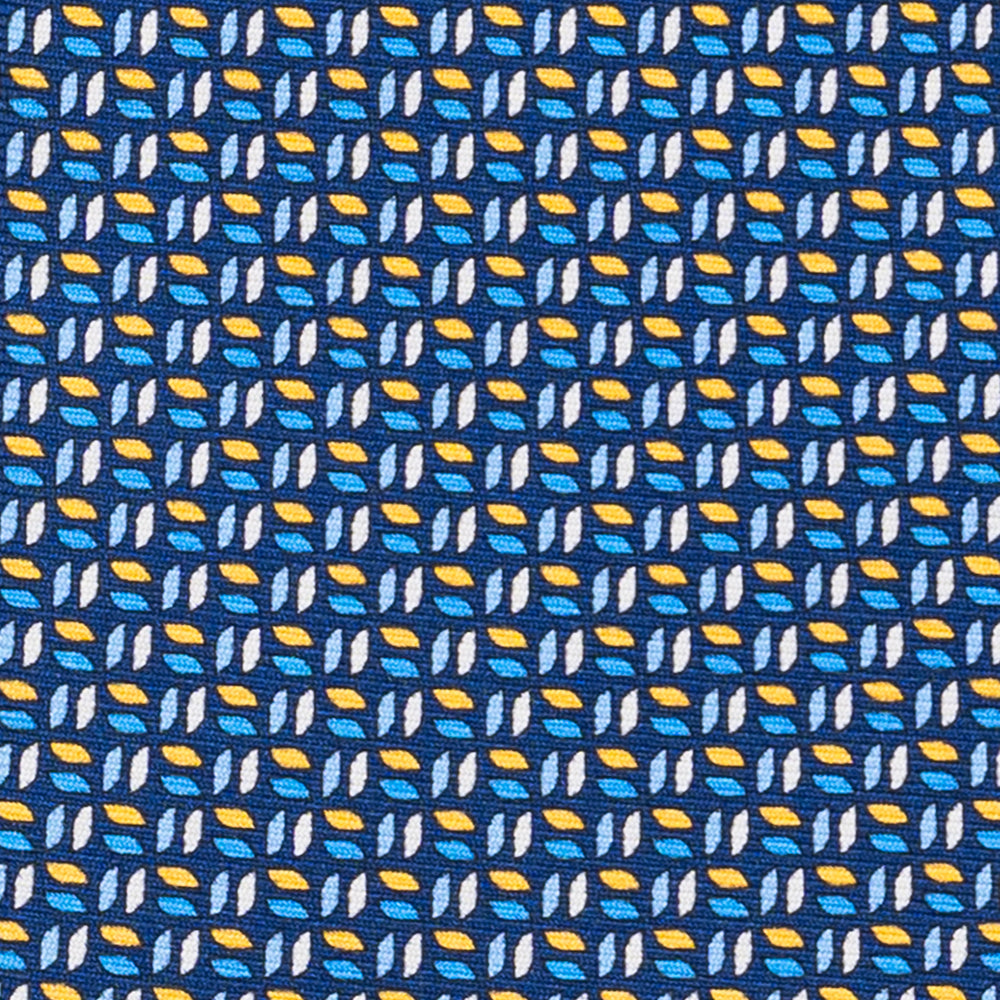 Cravatta 3 pieghe in Seta, Micro Fantasia, Blu Giallo - JC059588_5 T