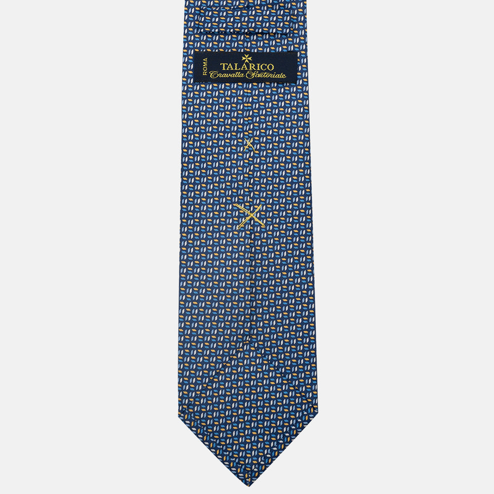 3-Fold Silk Tie, Micro Pattern, Blue and Yellow - JC059588_5