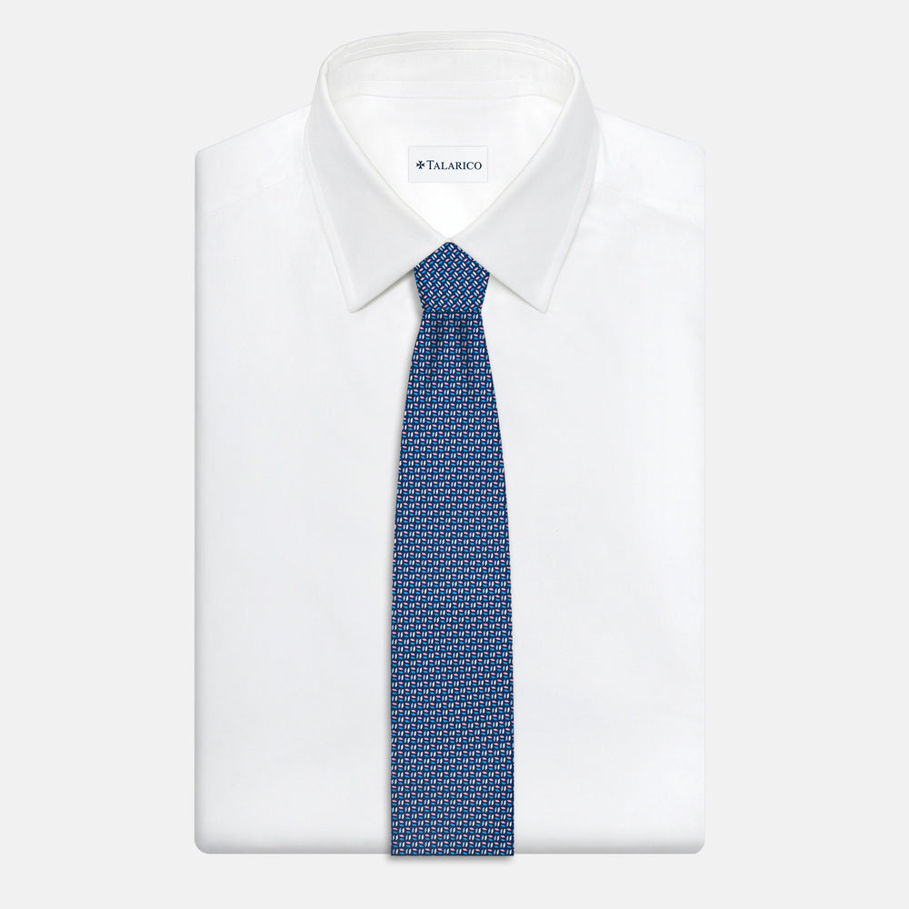 3-Fold Silk Tie, Micro Pattern, Blue Pink - JC059588_6 T