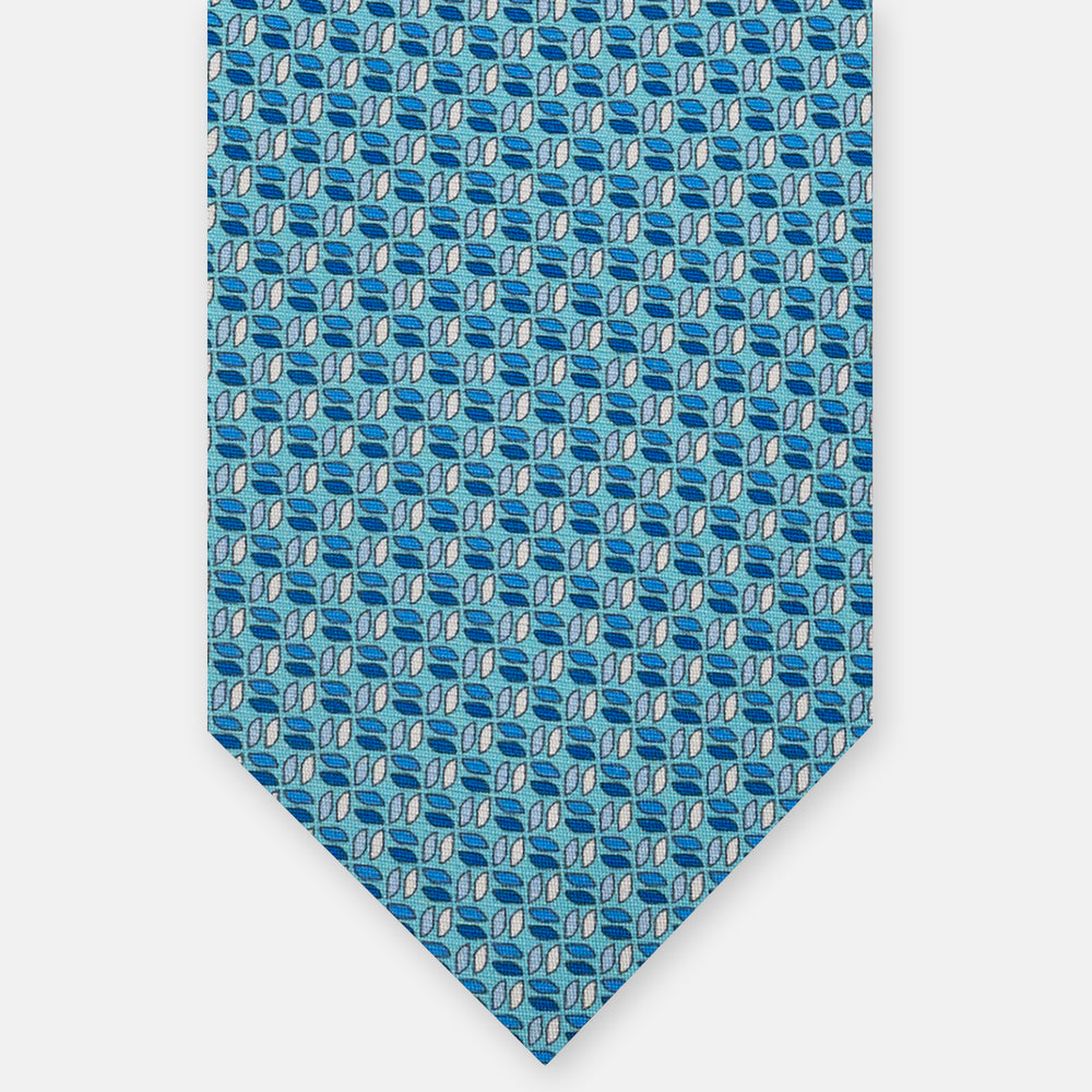 3-Fold Silk Tie, Micro Pattern, Aqua - JC059588_7 T