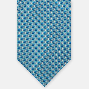 3-Fold Silk Tie, Micro Pattern, Aqua - JC059588_7 T