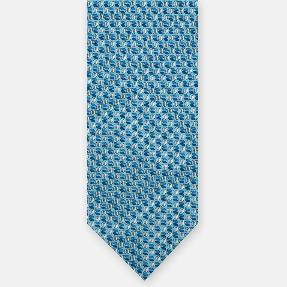 3-Fold Silk Tie, Micro Pattern, Aqua - JC059588_7 T