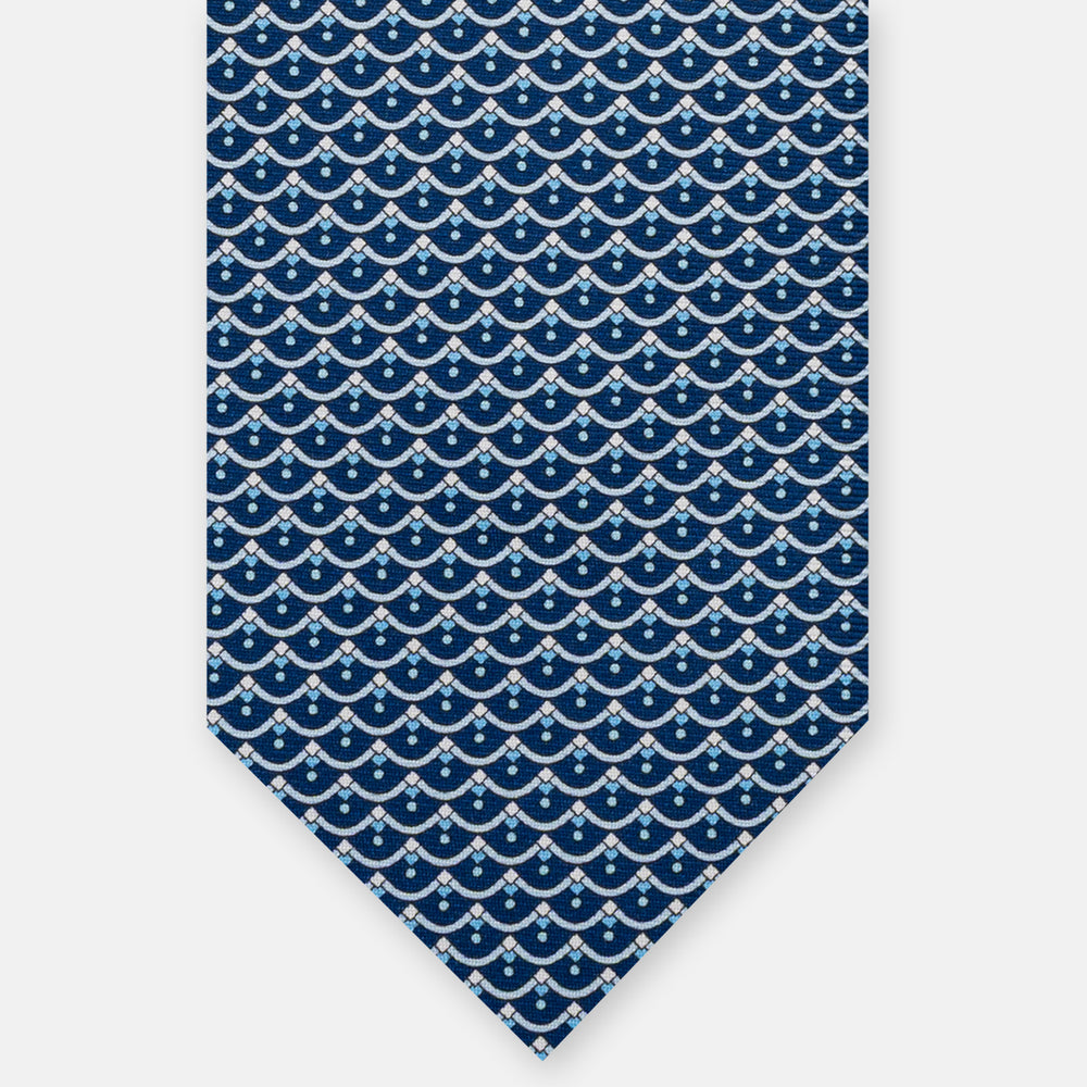 Silk 3-Fold Tie, Geometric Pattern, Light Blue - JC059622_11 T