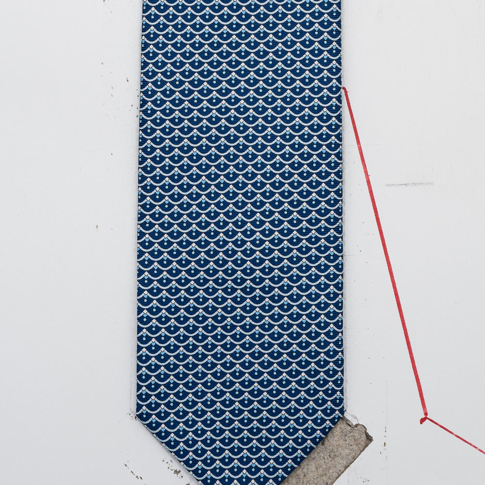Silk 3-Fold Tie, Geometric Pattern, Light Blue - JC059622_11 T