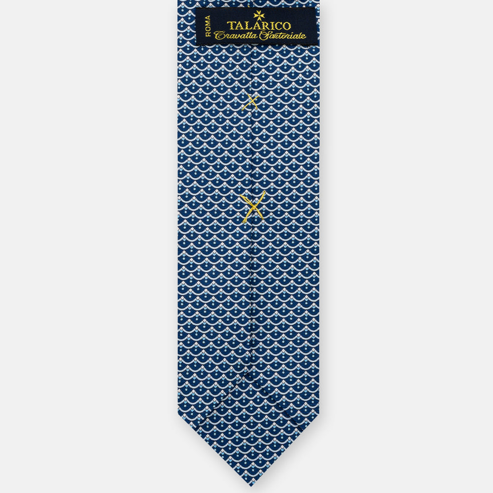 Silk 3-Fold Tie, Geometric Pattern, Light Blue - JC059622_11 T