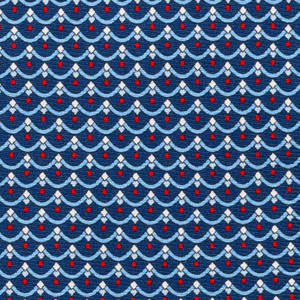 Cravatta 3 pieghe in Seta, Fantasia Geometrica, Blu Rosso - JC059622_1 T