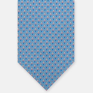 Geometric Pattern Silk Tie, Light Blue Pink - JC059622_2 T