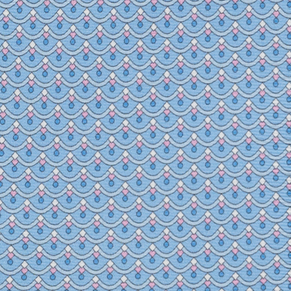 3-Fold Silk Tie, Geometric Pattern, Light Blue and Pink - JC059622_2