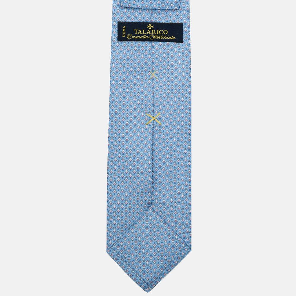 3-Fold Silk Tie, Geometric Pattern, Light Blue and Pink - JC059622_2