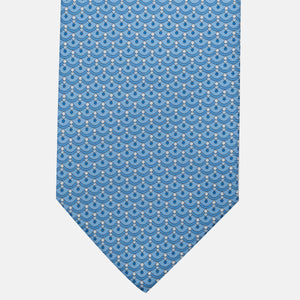 Cravatta 3 pieghe in Seta, Fantasia Geometrica, Celeste - JC059622_3