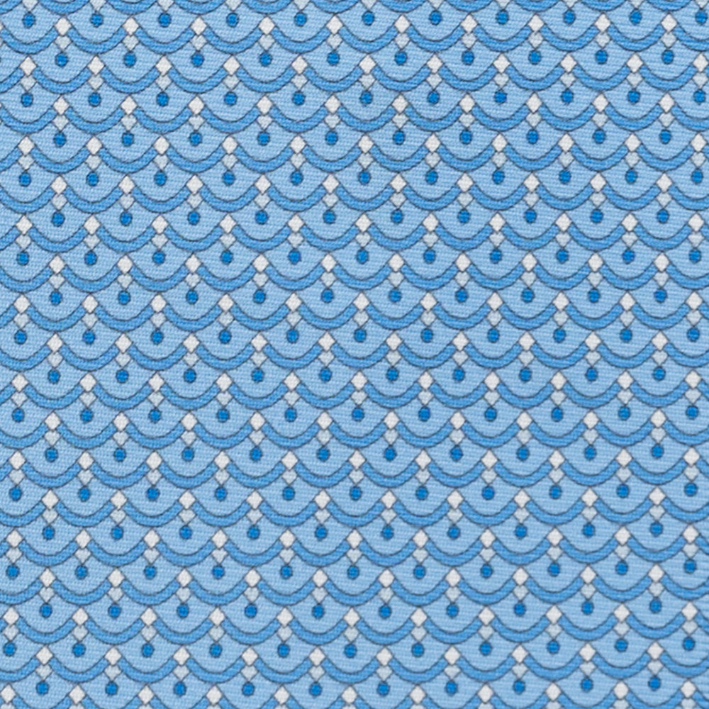 3-Fold Silk Tie, Geometric Pattern, Light Blue - JC059622_3