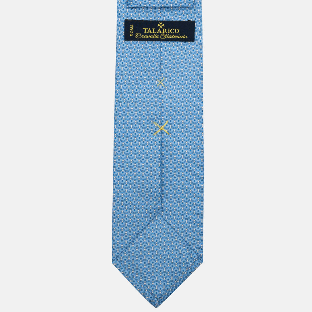 3-Fold Silk Tie, Geometric Pattern, Light Blue - JC059622_3