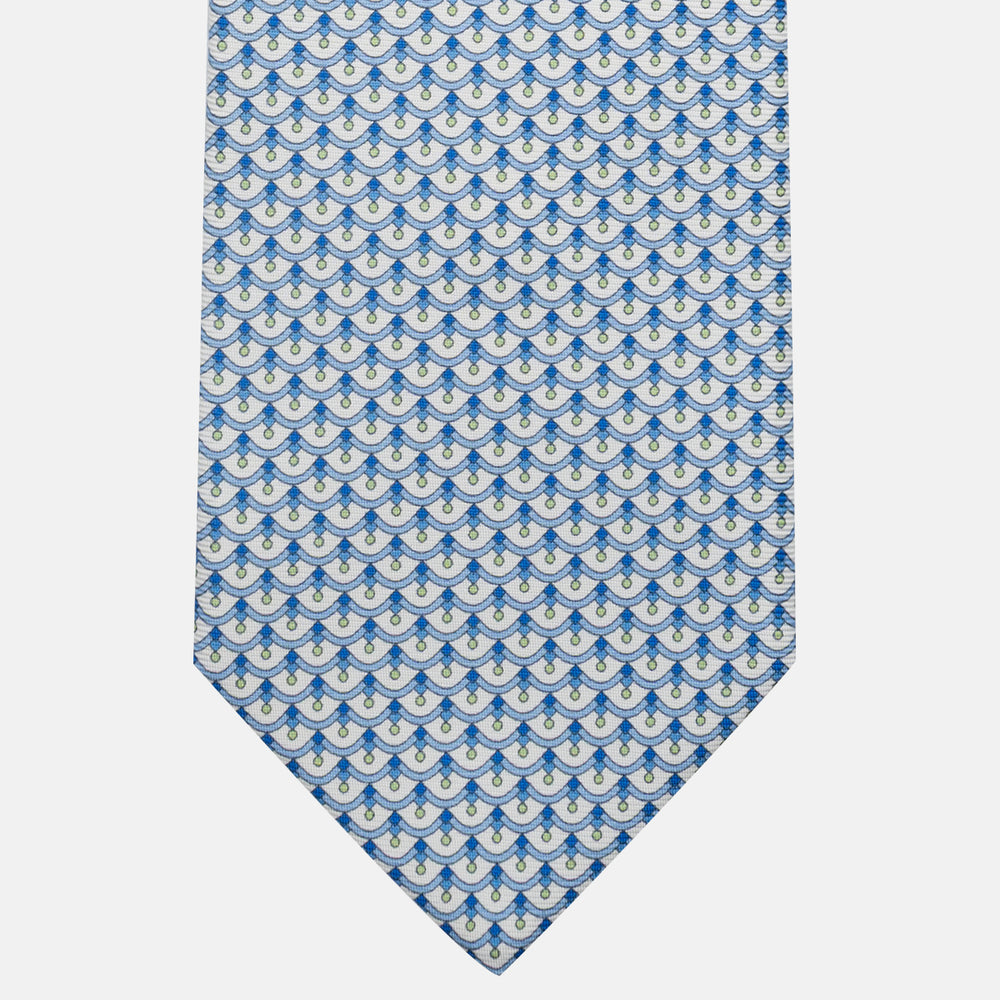 3-Fold Silk Tie, Geometric Pattern, White - JC059622_4