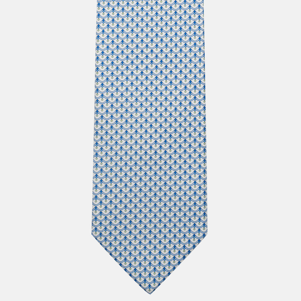 3-Fold Silk Tie, Geometric Pattern, White - JC059622_4