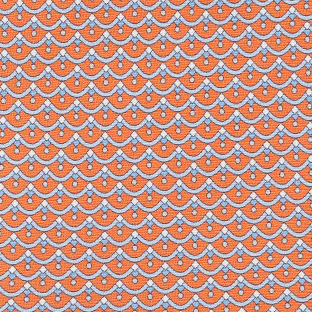 3-Fold Silk Tie, Geometric Pattern, Orange - JC059622_5