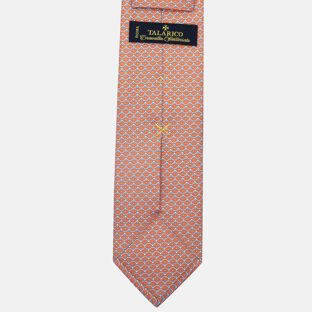 3-Fold Silk Tie, Geometric Pattern, Orange - JC059622_5