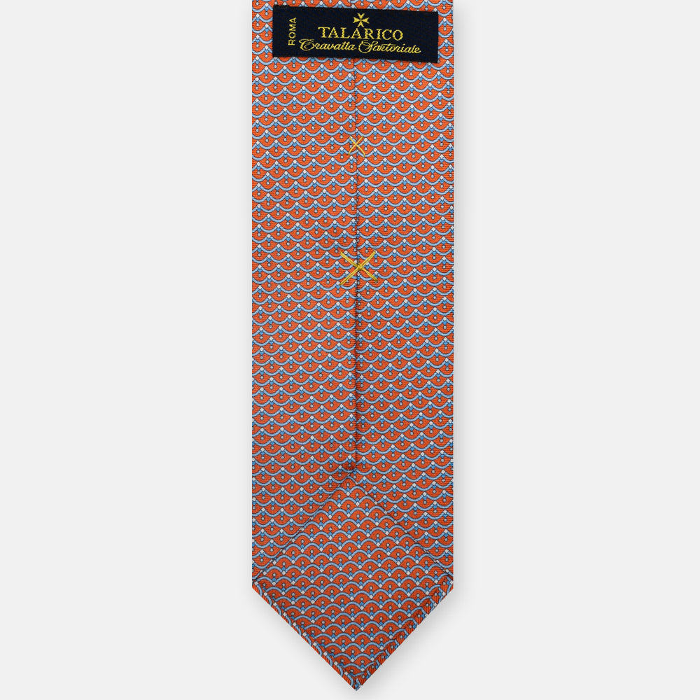 3-Fold Silk Tie, Geometric Pattern, Orange - JC059622_5 T