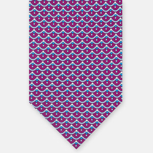 3-Fold Silk Tie, Geometric Pattern, Magenta - JC059622_6 T