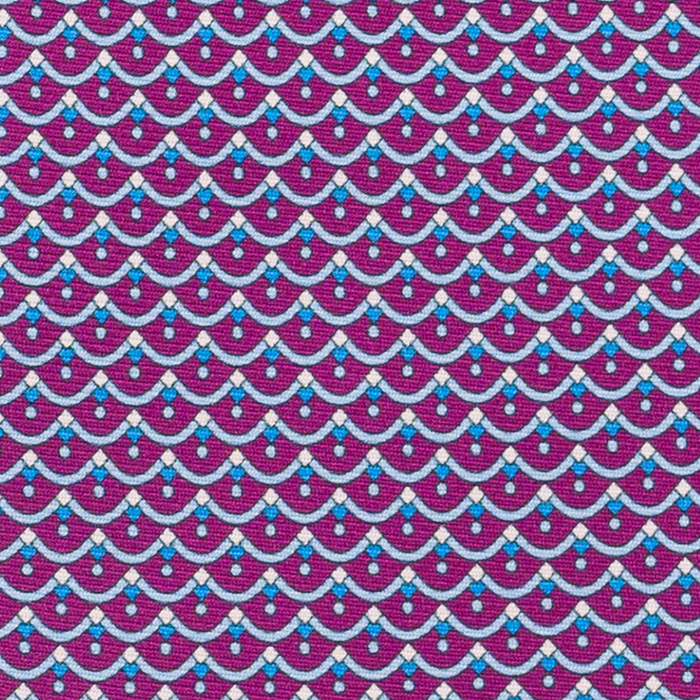 3-Fold Silk Tie, Geometric Pattern, Magenta - JC059622_6 T