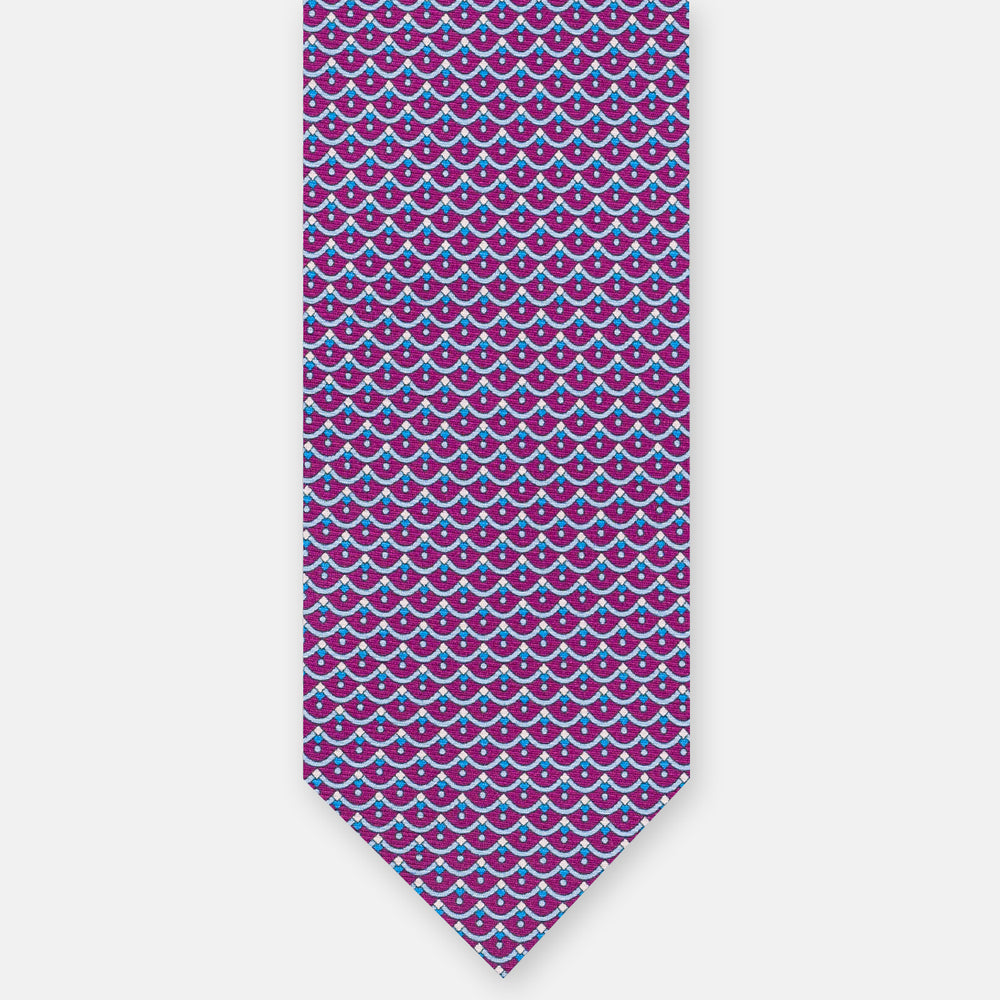 3-Fold Silk Tie, Geometric Pattern, Magenta - JC059622_6 T