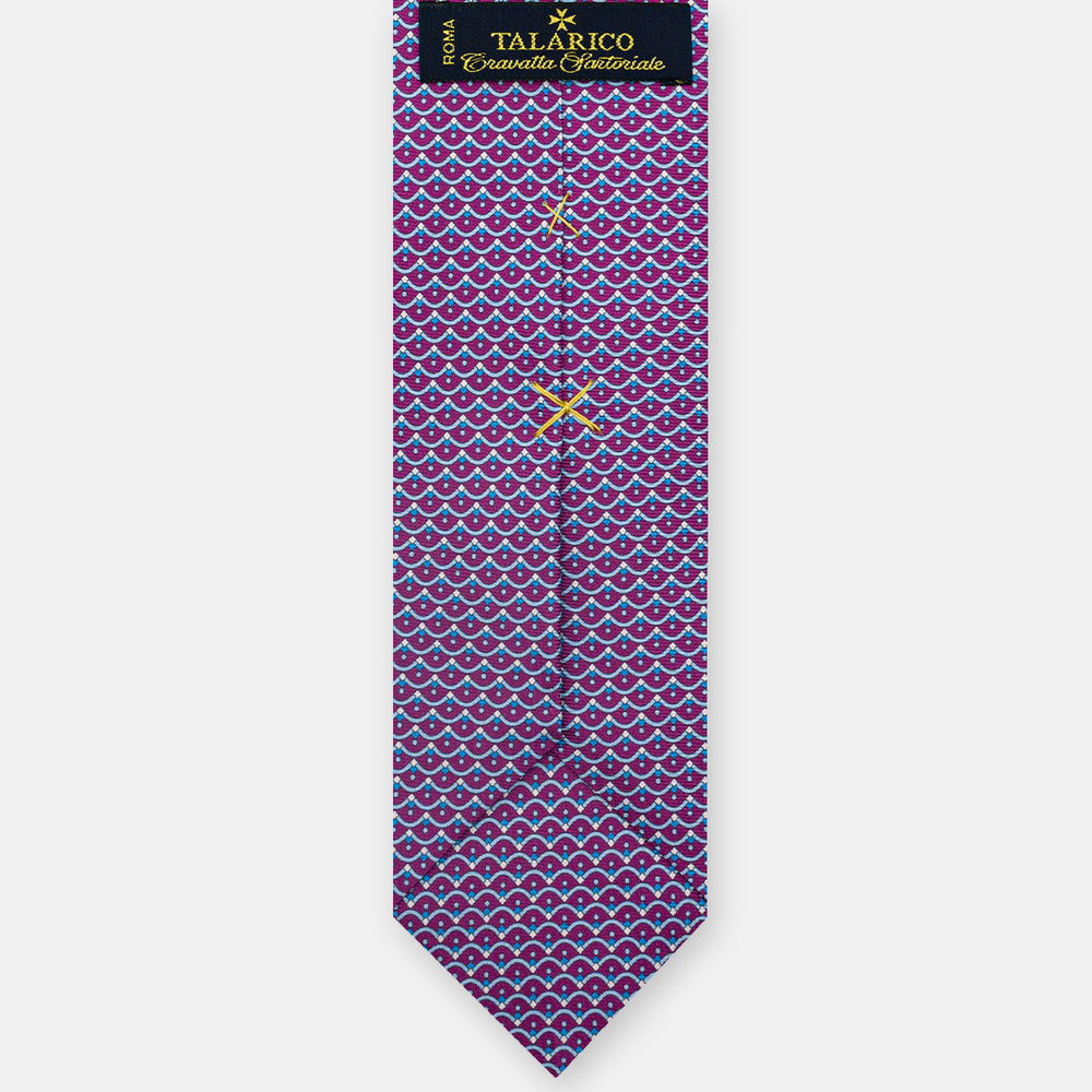 3-Fold Silk Tie, Geometric Pattern, Magenta - JC059622_6 T