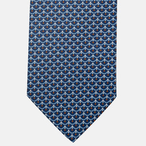 Cravatta 3 pieghe in Seta, Fantasia Geometrica, Blu Arancione - JC059622_7