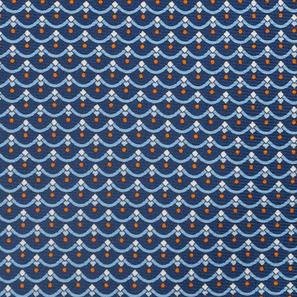 3-Fold Silk Tie, Geometric Pattern, Blue Orange - JC059622_7