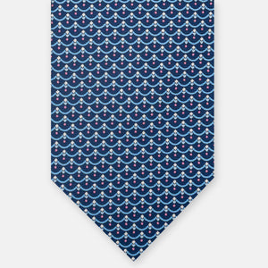 3-Fold Silk Tie, Geometric Pattern, Blue Pink - JC059622_8 T
